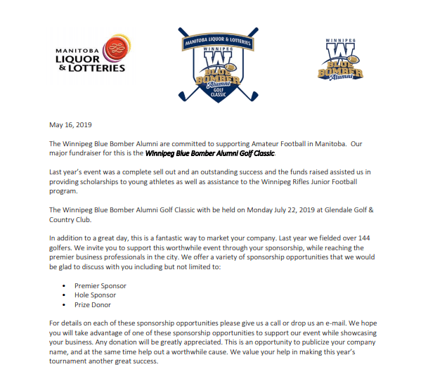 Blue Bomber Alumni Golf Classic